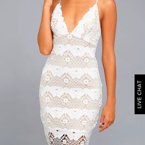 Lulus white/nude lace dress